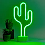 Legami - Lampada Led Effetto Neon, It's a Sign, H 23 cm, Tema Cactus, Doppia Alimentazione, Cavo USB (Incluso) o ...
