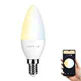Lepro E14 Lampadina LED Intelligente WiFi, Smart Lampadine Compatibile con Alexa e Google Home, Bianco Dimmerabile Caldo e Freddo (2700K ...