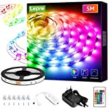 Lepro Striscia LED RGB 5M con Musica Sync, 16 Colori Dimmerabili e 2 Tipi di Controllo, Strisce LED 5050 SMD ...