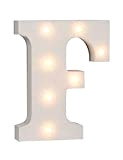 Lettera F in legno illuminabile Out of the blue, con 7 LED