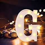 Lettere dell'alfabeto luminose a LED, luce bianca calda, decorazione per casa, feste, bar, matrimoni, festival. G