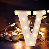Lettere dell'alfabeto luminose a LED, luce bianca calda, decorazione per casa, feste, bar, matrimoni, festival. V