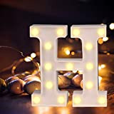 Lettere dell'alfabeto luminose a LED, luce bianca calda, decorazione per casa, feste, bar, matrimoni, festival. H