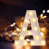 Lettere dell'alfabeto luminose a LED, luce bianca calda, decorazione per casa, feste, bar, matrimoni, festival. A