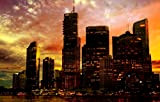 LHJOYSP puzzle di legno animali 1000 pezzi Luci del tramonto della città luci al neon del fiume promenade grattacielo luci ...
