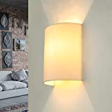 Licht-Erlebnisse Applique per interni Alice lampada da parete chic design loft stile moderno in tessuto bianco avorio E27 ideale per ...