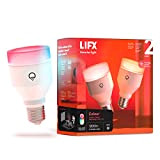 LIFX Colour confezione da 2, A60 1200 lumen [E27], Miliardi di colori e bianchi, Lampadina LED Wi-Fi Smart, Non necessita ...
