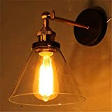 Lightess Lampada da Parete Vintage Industriale Applique da Parete Edison E27 Paralume in Vetro Trasparente Bowl Forma Lampada per Soffitta ...