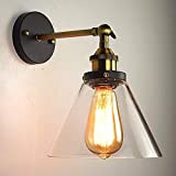 LIGHTESS Lampada Industriale da Parete Interni Stile Applique Vintage Vetro con Attacco E27 a Due Teste … (S3)