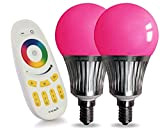 LIGHTEU, 2x 5W E14 WiFi LED RGB Bulbo Originale MI-LIGHT Colore - Bianco caldo, 5 Watt, E14, dimmerabili, lampadina WiFi, ...
