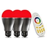 LIGHTEU, 3x 9W E27 LED RGB Wireless Bulbo Originale MILIGHT Colore - Bianco caldo, dimmerabile, Telecomando, del cambiamento di colore ...