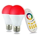 LIGHTEU, Mi-light ® 2x 6W E27 WiFi LED RGBW lampadine originale Colore Bianco caldo 6 Watt / E27 / dimmerabili ...