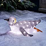 Lights4fun Decorazione Pinguino Acrilico Luminoso con 50 LED Cambia Colore per Arredo Esterni