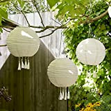 Lights4fun - Set di 3 Lanterne Cinesi 30cm con LED Bianco Caldo ad Energia Solare per Giardino ed Esterni