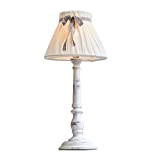 LOBERON® Lampada da tavolo Valentin, Legno di pino, MDF, lino, A/Ø ca. 39/20 cm, lino/bianco antico