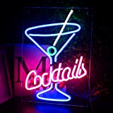 Looklight Cocktails Insegne al neon Rosa Blu Luci al neon a led Cocktail Lettera di vetro Luce al neon Luce ...