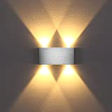 Louvra 4W LED Applique da Parete Interno Moderno Lampada da Parete in Alluminio per Camera da Letto Soggiorno Corridoio (Bianco ...