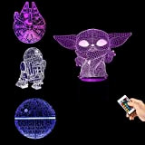 LOYALSE Star Wars 3D Illusion Lampada, 4 Motivi e 16 Modifica dei Colori per Decorazione della Camera da Letto