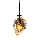 LQ Pendant Light Industrial Skull lampadario Retro soffitto Illuminazione Skull Lamp Vetro Ombra Ferro battuto Base, G9 lampadine 6W bianco ...