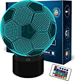 luce di notte del calcio 3D LED, lampada visiva dell'illusione ottica 3D 7 Cambiare colore Touch & Remote USB tavolo ...