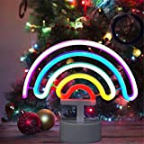 Luce neon arcobaleno, luce al neon, luci colorate, alimentate tramite USB/arcobaleno, luce notturna con base a LED, per ragazze, camera ...