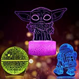 Luce notturna 3D Illusion Star Wars per bambini. 3 modelli Baby Yoda LED Night Lamp, Baby Yoda Toys 7 colori ...