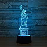 Luce notturna 3D New York Statua della Libertà Luce notturna 3D Led Usb 7 colori Bambini Neonato Lampada da comodino ...