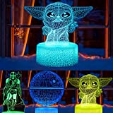 Luce notturna 3D Yoda Star Wars per bambini 3 modelli e telecomando a 16 colori per camera da letto Decorazione ...