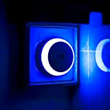Luce Notturna a LED, Diffusore Blu, Rotonda, Sensore di Luce, Spina Europea, Efficienza Energetica, Confezione da 2