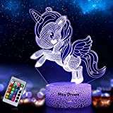 Luce Notturna Unicorno per Bambini, Lampada Unicorno 3D 16 Colori Cambiano con Telecomando, Regali Unicorno Giocattolo per Ragazze, Decorazione di ...