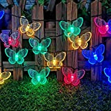 Luce solare a forma di farfalla, impermeabile, 6,1 m, 30 LED, con farfalle, luce solare, 8 motivi per esterni, giardino, ...