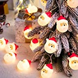 Luci a Batteria Natale Luci Natale 3M 20 Pezzi LED Pupazzo di Neve Babbo Natale Luci a Corda Giardino per ...