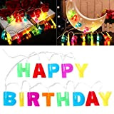 Luci a LED multicolore con lettere di buon compleanno - Luci a LED con lettere per decorazioni di compleanno e ...