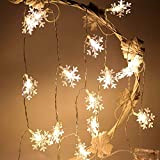 Luci Albero di Natale Interno, 2.5m / 8.2ft 20 LED Catena Luminose Luci Fatate Fiocco di Neve Alimentata Batteria, Luci ...