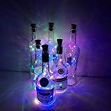 Luci Bottiglia di Vino con Sughero, 6 Pezzi 20 LED Bottiglia Stringa Luce / 6.5ft(2m) Argento filo di Rame Batteria ...