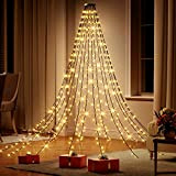 Luci dell'albero di Natale con anello, catena luminosa dell'albero di Natale 16 fili 480 LED, tenda dell'albero luce di Natale ...