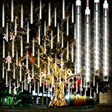 Luci Della Pioggia di Meteore, Rilitor Luci a Stringa LED Impermeabili 192 LED 8 Tubi 11,8 pollici Drop Icicle Fairy ...