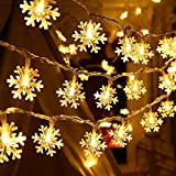 Luci di Natale,Luci Albero di Natale Interno, 6M 40 LED Catena Luminosa Fiocco di Neve a Batteria Luci Stringa Natalizie ...
