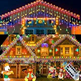 Luci Natale Esterno Cascata, 400 LED 10.8M Tenda Luminosa con 8 Modalità, IP44 LED Catena Luminosa Esterno Natale con Telecomando ...