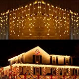 Luci Natale Esterno Cascata, BrizLabs 13.8M 360 LED Tenda Luminosa Catena Luminosa Interno Luci Stringa Decorazione Natalizie 8 Modalità con ...