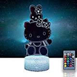 Luci notturne 3D motivo Hello Kitty, 16 colori che cambiano, lampada decorativa con telecomando, regalo di compleanno di Natale, per ...