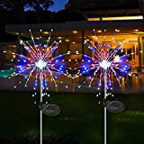 Luci Solari Giardino Esterno, 2 Pezzi 120 LED Luci Fuochi d'Artificio Decorative da Giardino, 8 Modalità Impermeabile Luce Fatate Stringa ...