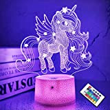 Luci unicorno 3D Lampada illusione fata 16 colori e telecomando Lampada da notte a led ottica da tavolo a LED ...