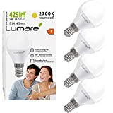 Lumare | Lampada LED 5W E14 G45 | Sostituisce una lampadina 40W | 425 lumen | Lampadina in bianco caldo ...