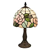 LumiLamp 5LL-5943 - Lampada da Tavolo, Motivo Floreale, Stile Tiffany, Ø 20 x 36 cm, in Vetro colorato Decorativo, Stile ...