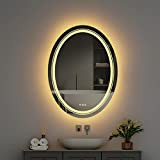 LUVODI Specchio da bagno con Led Luce, Specchio da Bagno Illuminato a LED Ovale 50x70 cm Specchio retroilluminato bagno e ...