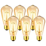 LVWIT Lampadine di Filamento a LED, ST64 Edison Vintage, Attacco E27, 6.5W Equivalenti a 53W, 685 Lumen, Luce Bianca Calda ...
