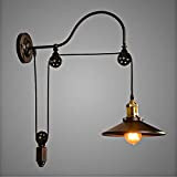 LXHK Lampada da Parete Puleggia Industriale, LED Lampade da Muro Vintage Carrucola Orientabili, E27 Wall Style Stile Loft Lampade di ...