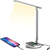 MAHAND - Lampada da scrivania a LED, dimmerabile, 5 colori e 10 livelli di luminosità, 10 W, ricarica wireless e ...