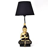 MAISONICA Thai Buddha Lampada da Tavolo Nero & Oro con Paralume 61cm